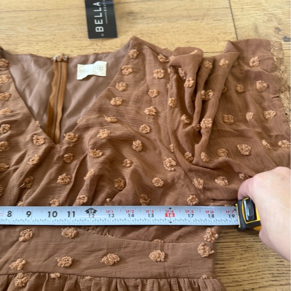 Bella Ella Boutique My Moment MIDI Boho Brown Women’s Dress Sz Large Cottagecore - Picture 5 of 8
